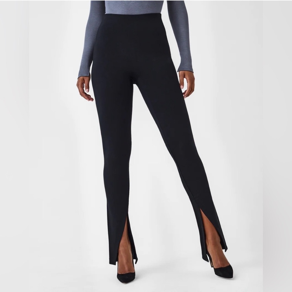 Spanx The Perfect Front Slit, High-Waisted Split Hem Leggings -Petite Medium